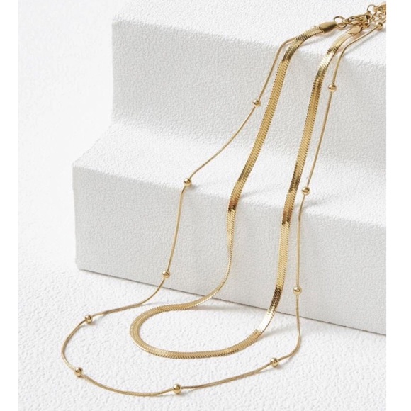 Gold 2pc Stainless Steel Necklace - Picture 3 of 5